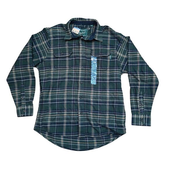 Woolrich Heavyweight Brushed Cotton Brawny Flannel Shirt Dusty Olive Plaid - Picture 1 of 5